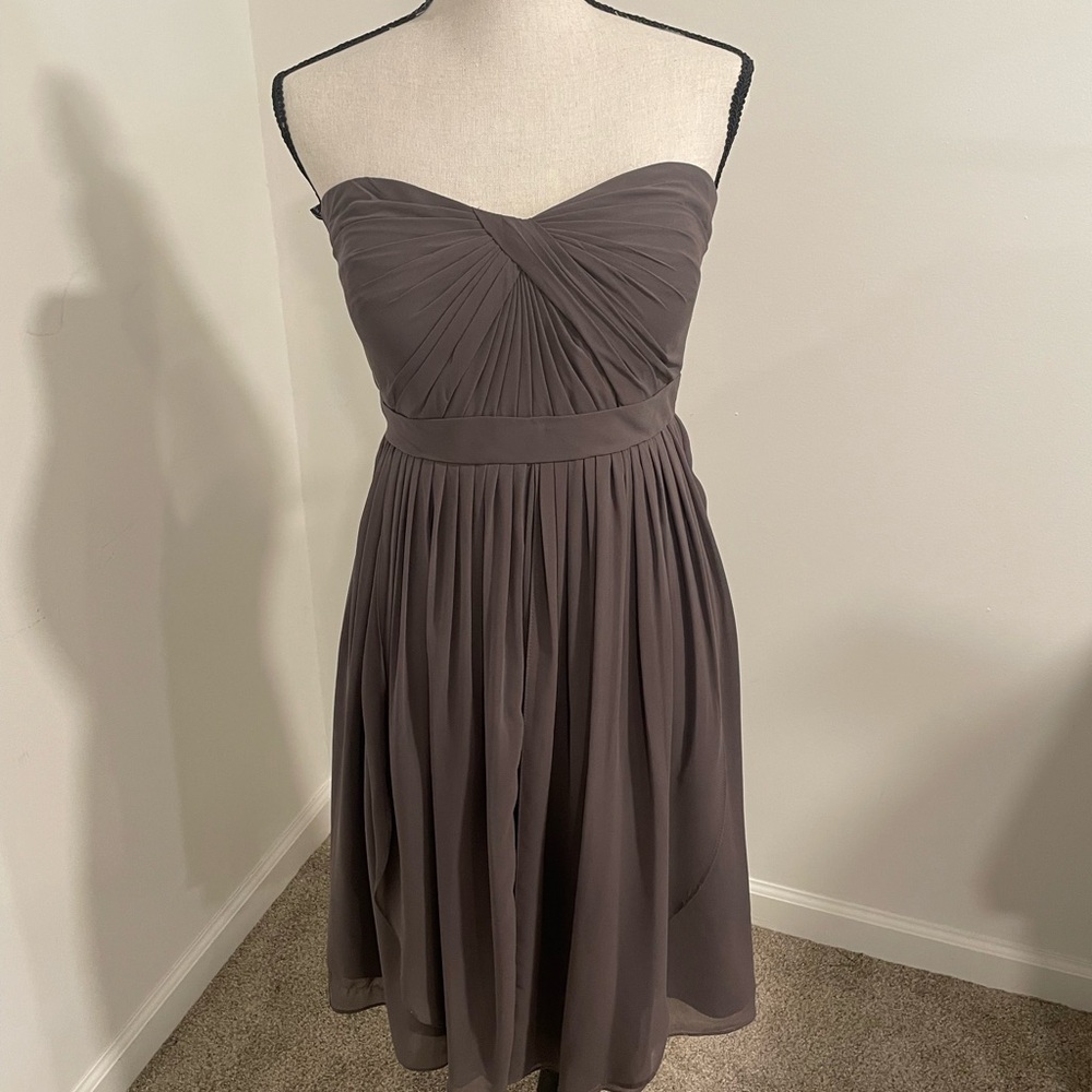 Elegant Strapless Brown Dress